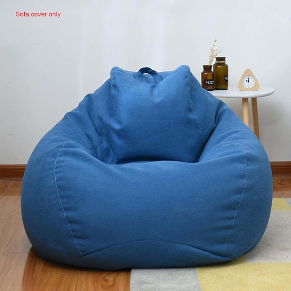 Helt Ny Ekstra Stor Sækkestol Stol Sofa Betræk Indendørs Lazy Lounger Til Voksne Børn Udsalg! Blå Blue 90 * 110cm