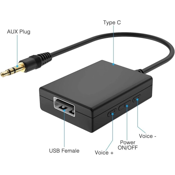 USB till aux ljudadapter - 3,5 mm hane till USB hona adapter för bilmusik