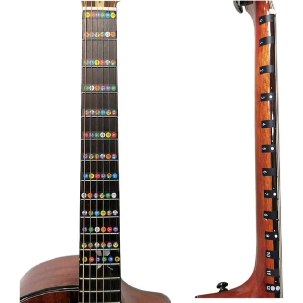 Gitarrgreppbrädesdekaler Greppdekaler för Akustisk Gitarr Basgitarr Notdekaler Ackorddekaler för Barn Nybörjarinlärning 2 st