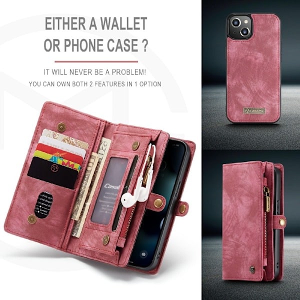 CASEME iPhone 13 Fodral/Skal Magnet 2in1 Multifunktionell Röd