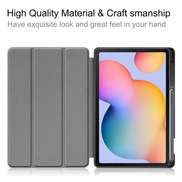 Samsung Galaxy Tab S6 Lite - Tri-Fold Cover med Penneholder - Sort