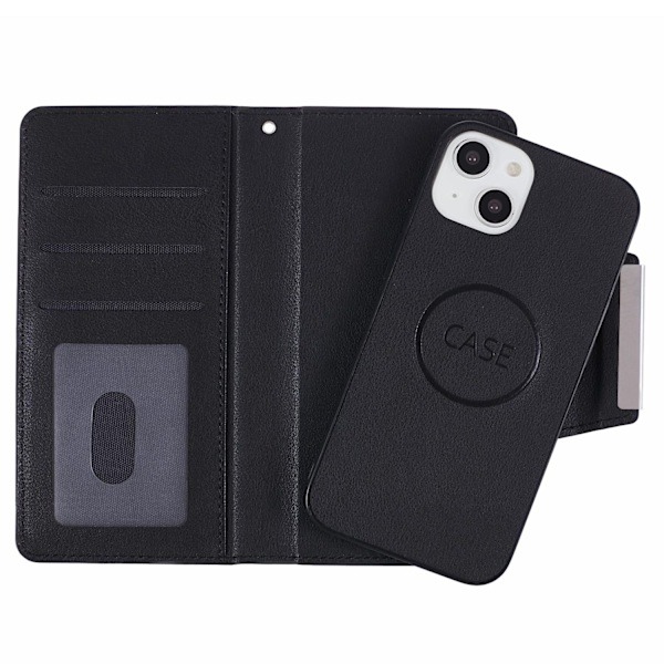 iPhone 13 - 2-i-1 Lær Magnetisk Fodral / Deksel - Svart