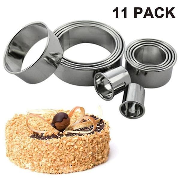 Rustfrit stål 11 stk. Ringe Cookie Cutter Udskærer Sæt DXGHC[PL]