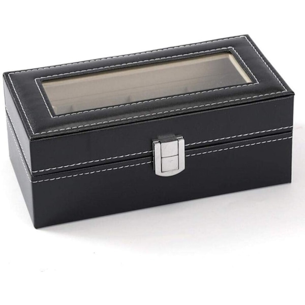 Watchbox Watchbox 4 kellolle, musta, valkoisella ompeleella ja ikkunalla