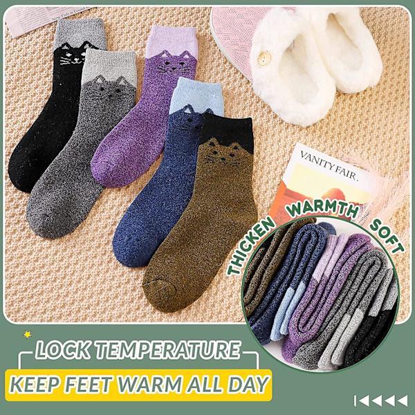 Soft Warm Fuzzy Thick Wool Women Socks - 5 Pairs