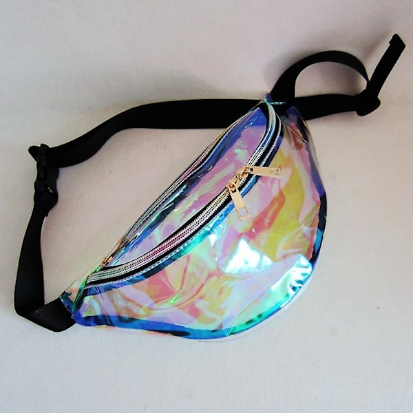 Klar Fanny Bag, Vattentät Holografisk Fanny Bag för Kvinnor, 80-tals Fanny Bag Fanny Bag för Resor och Löpning Laserfärg