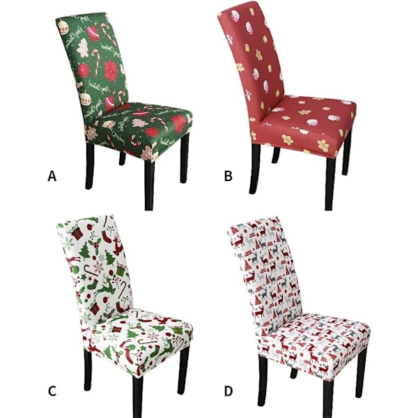 Julstolsöverdrag, Set med 4 Stretch Stolsöverdrag Tvättbara Stolsöverdrag Julmöbelskydd