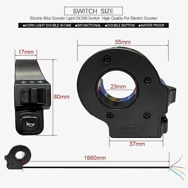 E-cykel 2-i-1 Horn Blinkerswitch Knapp Elcykeldelar Tillbehör Motorcykel E-cykel E