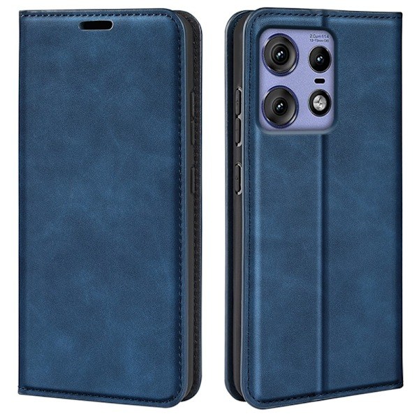 Motorola Edge 50 Pro 5G Retro Nahkainen Lompakkokotelo Sininen