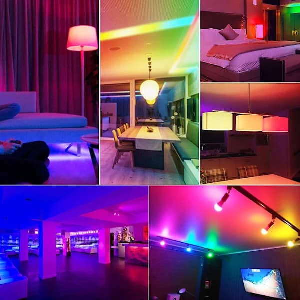 {PL}NY RGB LED-fargeskiftende smart lyspære fjernkontroll E12/E14/E26/E27/B22 innendørs E26