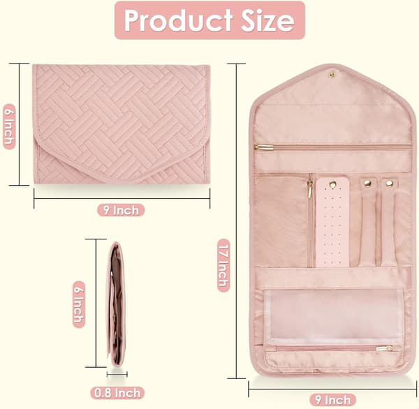 Rejsesmykkeorganizer - Sammenfoldelig - 43 x 23 cm - Pink