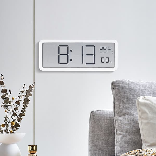 Digital väckarklocka, LED-display med datum, temperatur och luftfuktighet, USB- eller batteridriven, för sovrum och kontor, svart