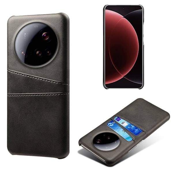 Xiaomi 15 Ultra Læderbelagt Cover med Kortlomme Sort