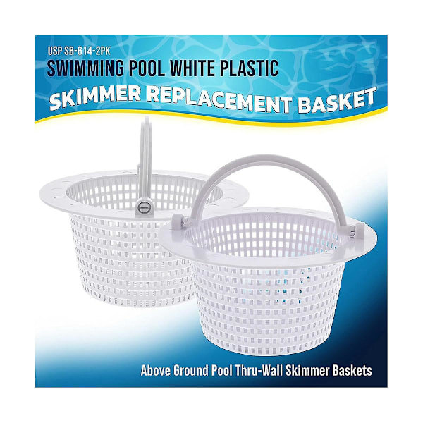 Replacement Pool Skimmer Baskets with Handle, 2-Pack - Above Ground Pool Thru Wall Skimmer