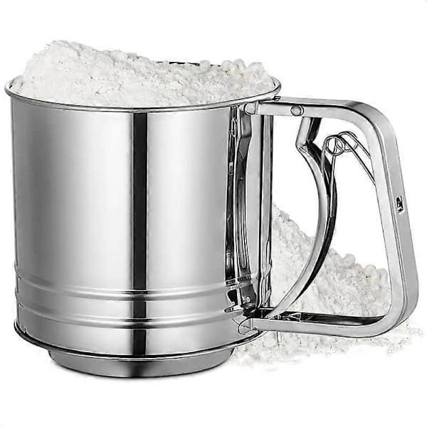 [PL】Melsikt for baking, 5 kopper, rustfritt stål, håndsikt