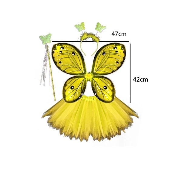 Sommerfuglevinger til børnekostume GUL 3-DELT SÆT Gul Yellow 3 stk./sæt-3 stk./sæt