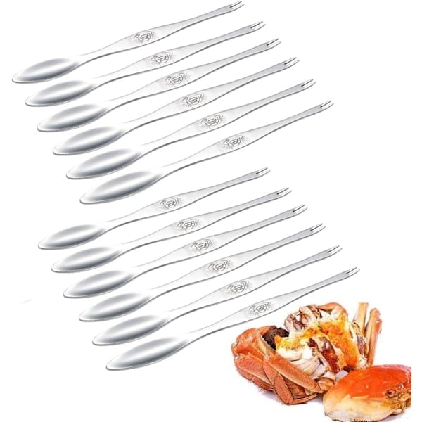 Plukgafler til skaldyr, plukkeværktøj til krabber og hummer i rustfrit stål (12 styk)