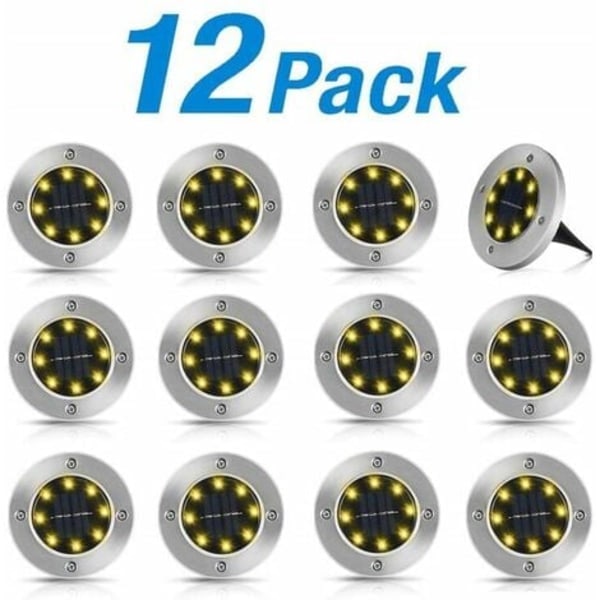 12 kpl - LED-maavalaisimet Lämpimät aurinkokennovalot Maisemavalaistus