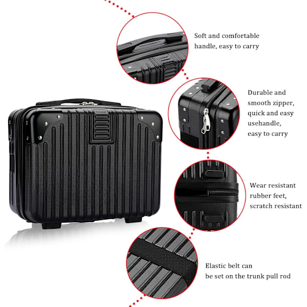 Makeup Rejsetaske - Hård Kosmetiktaske Organizer, Mini ABS Bærbar Rejsetaske Sort black
