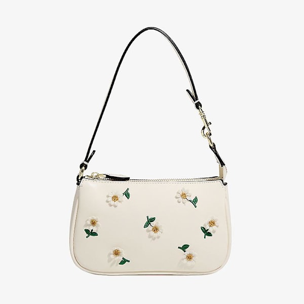Broderad Daisy Mahjong Väska En Axel Väska Armpit Baguette Väska Pärlkedja Bärbar Messenger Väska