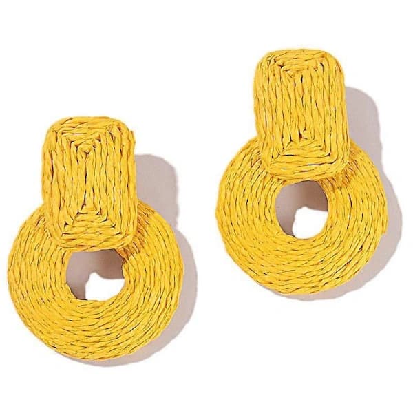 [PL】 Statement Raffia Øredobber Søte Boho Øredobber Rattan Hengende Øredobber