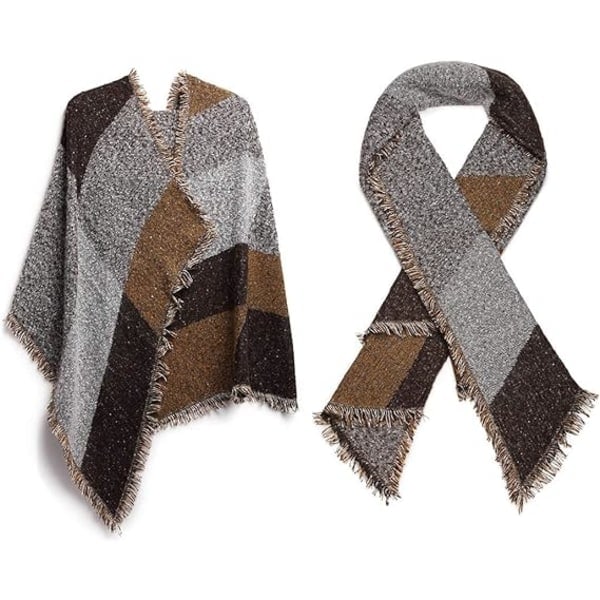 Dame Tartan Skjerf Vinter Langt Mykt Varmt Tartan Rutete Skjerf Wraps Ull Spinnende Frynser Sjal Lang Stola