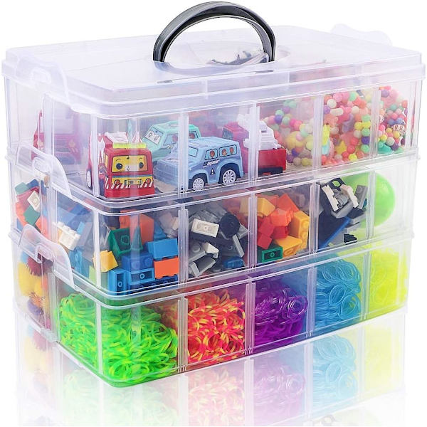 Portable Organizer, Transparent Design 3-Tier Stackable Storage Containers, Snap and Lock Technology for Secure Closure, Robust and Lightweight for