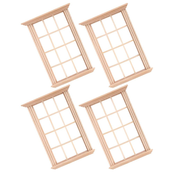 4 stk. Mini Hus Vinduesramme DIY Mini Hus Dekoration Mini Møbler Blankt Vindue