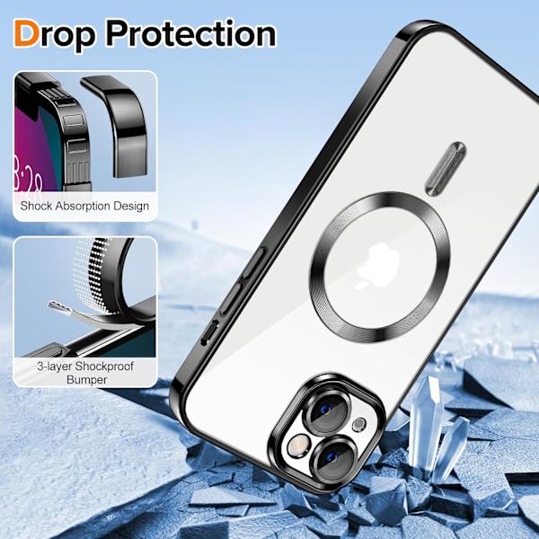 iPhone 15 Case - Metallic Case with Magnetic Compatibility, Slim Design - Silver