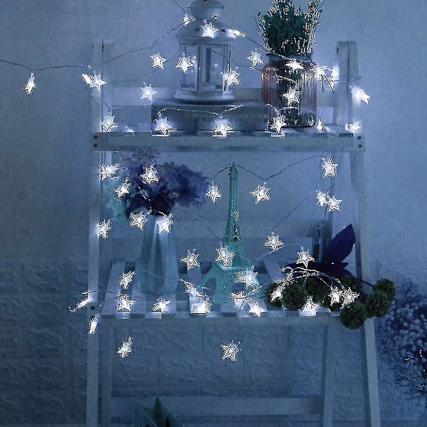 100 LED 49 Ft Stjärnformade Ljuskedjor, Plug-in Fairy String Lights Vattentäta, Utbyggbara för Inomhus, Utomhus, Bröllop, Julgran, Nyår, Gar