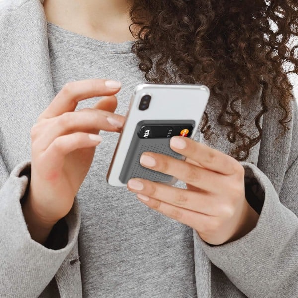 Telefon Kredittkortholder Stick On, Slim Telefon Lommebok Sterkt Lim Silikon Kortlomme Sleeve