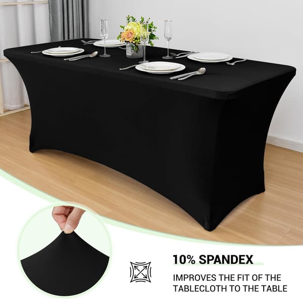 2-pak strækdug sort - 183x75cm×75cm - Spandex - Til festbord og messe