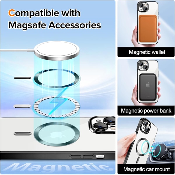 iPhone 15 Case - Metallic Case with Magnetic Compatibility, Slim Design - Silver