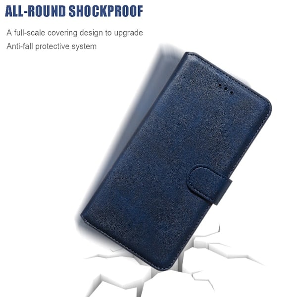 iPhone X/Xs - Solid Læder Etui - Blå Blue Blå
