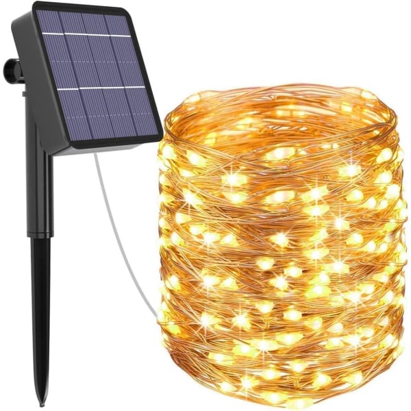 Solcellelamper for utendørs bruk, 24 m/79 fot 240 LED solcellelamper Hage 8 moduser (varmhvit)