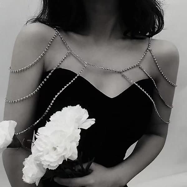 Kroppskedja Smycke Silver Spets Flerskiktad Tofs Halsband