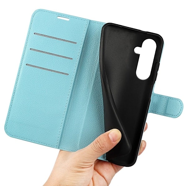 Samsung Galaxy A35 5G Etui Læder Litchi Lyseblå