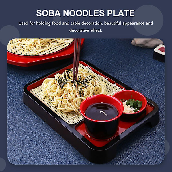 Japanilaistyylinen kylmän nuudelin tarjoilualusta, suorakulmainen soba-nuudelilautanen bambumatolla, 1 setti