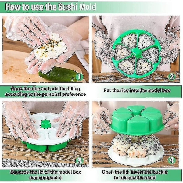 6 i 1 Formet Trekant Sushi Form, Sushi Form Etui - produsent, Meget Praktisk