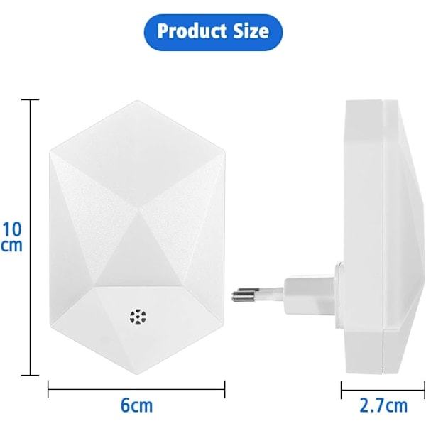 2-pak LED-natlampe til børn, plug-and-play, med fjernbetjening, 16 farver, justerbar RGB-lysstyrke, dæmpbar natlampe