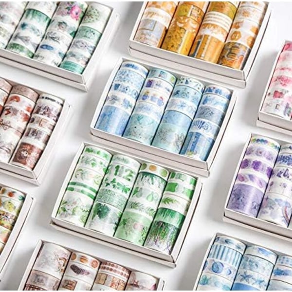 Grönt Washi Teippi 20 Rullaa, Ruohonlehti Kukka Puu Hedelmä Kawaii Kakku Eläin Washi Masking Teippi Set Journaliin, Lahjapaketointiin, Joulukoristeluun