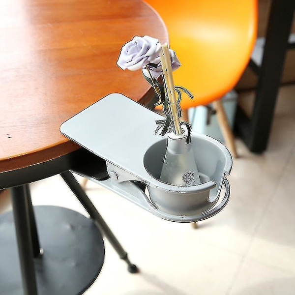 Newway-drickande kopphållarklämma, bordsflaska koppställ Bordsbord sidoklämma Vatten Dryck Dryck Soda Kaffemugghållare, 1st grå