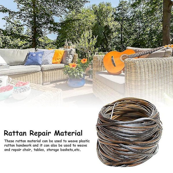 Kaffegradient Flat Syntetisk Rattanvävmaterial Plast Rattan för Stickning och Reparation av Stol Tab