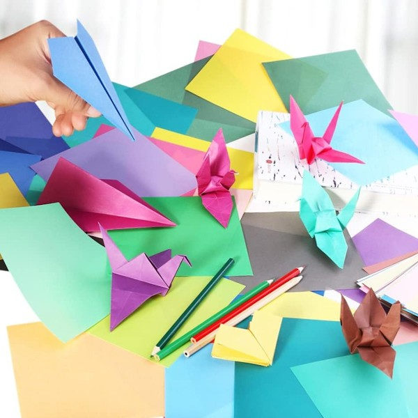 100 ark dubbelsidigt färgat origamipapper, pysselpapper för barn, premium origamipapper för handgjort origami, barn