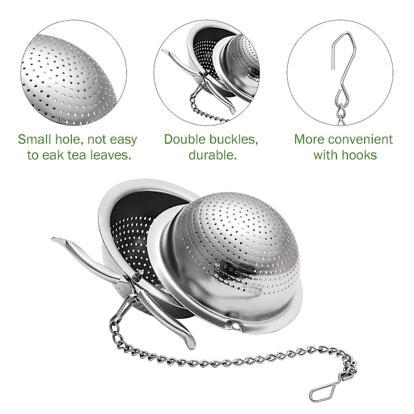 BESTONZON 2-pack Teekula med Kedja Högkvalitativt Rostfritt Stål Lösblads Te Sil Reusable Tefilter