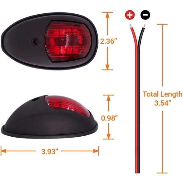 LED-veneen navigointivalot, veneen keulavalot, merenkulkuun tarkoitettu veneen navigointilamppu. Täydellinen ponttonille, Skeeterille, moottoriveneelle ja skiffille