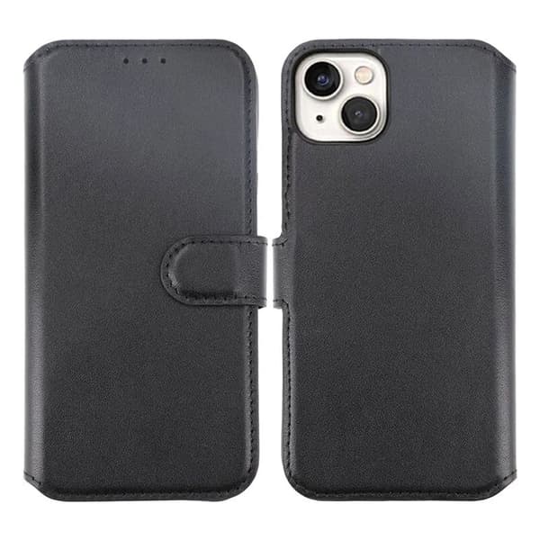 iPhone 15 Wallet Case Leather Rvelon - Black