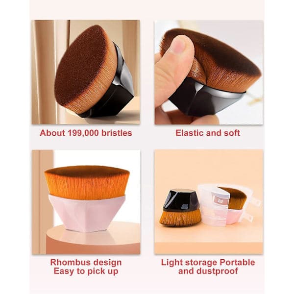 2-pakning Foundation Makeup-børste med etui[PL]