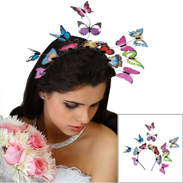 3D Sommerfugle Diadem, Sommerfugle Diadem til Kvinder, Levende Farverige Sommerfugle Diadem, til Sommerfuglekostume, Bryllupssommerfugle Diadem
