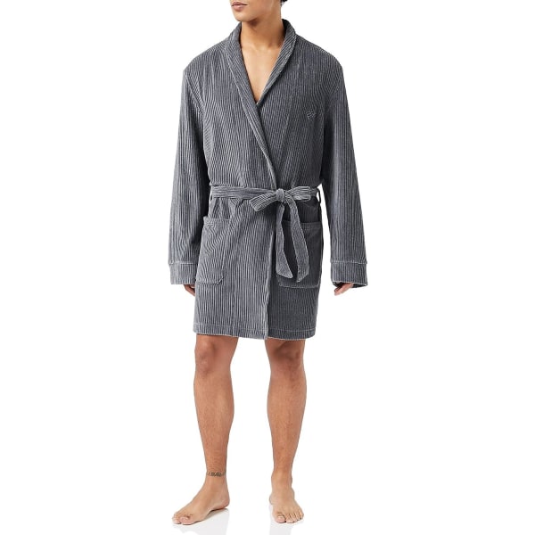 Ribbad Chenille Front Pocket Robe för män